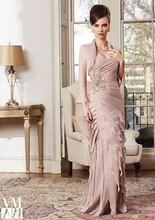 Rosa 2017 Mutter Der Braut Kleider Meerjungfrau Schatz Satin Tiered Lange Abendkleid Mutter Kleider Für Hochzeit Mit Jacke