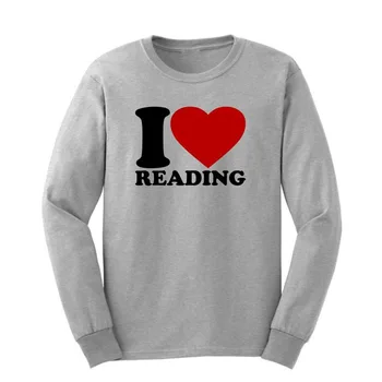 

Loo Show Mens I Love Reading Books Long Sleeve Adult T-Shirts Casual Men Tee