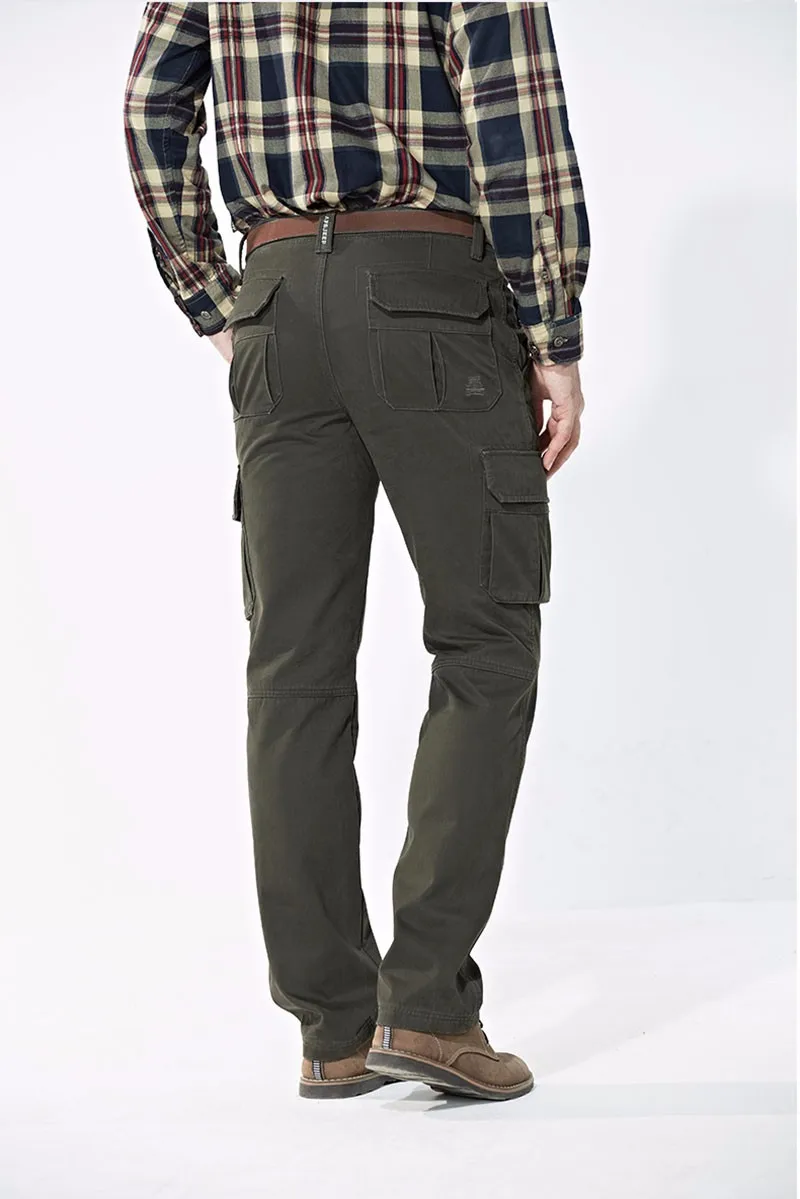 30~ 44 новые осенние мужские флисовые брюки размера плюс, хлопковые повседневные брюки, мужские прямые официальные армейские брюки-карго