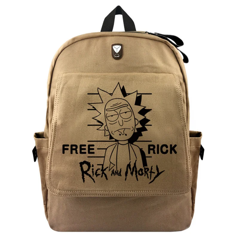 FVIP Free Shipping Canvas Backpack Rick and Morty Student School Bag Laptop Bag Book Bags