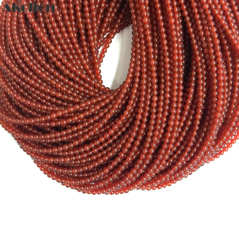 

Akolion Natural Orange Carnelian Smooth Beads Small Orange Loose Spacer Stone Tiny Red Agates For Handmade Jewelry Making