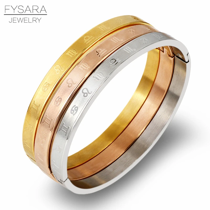 

FYSARA 3pcs/Set Custom Engraving Zodiac Constellation Bracelets Bangles 316L Stainless Steel Bangles & Bracelets for Women