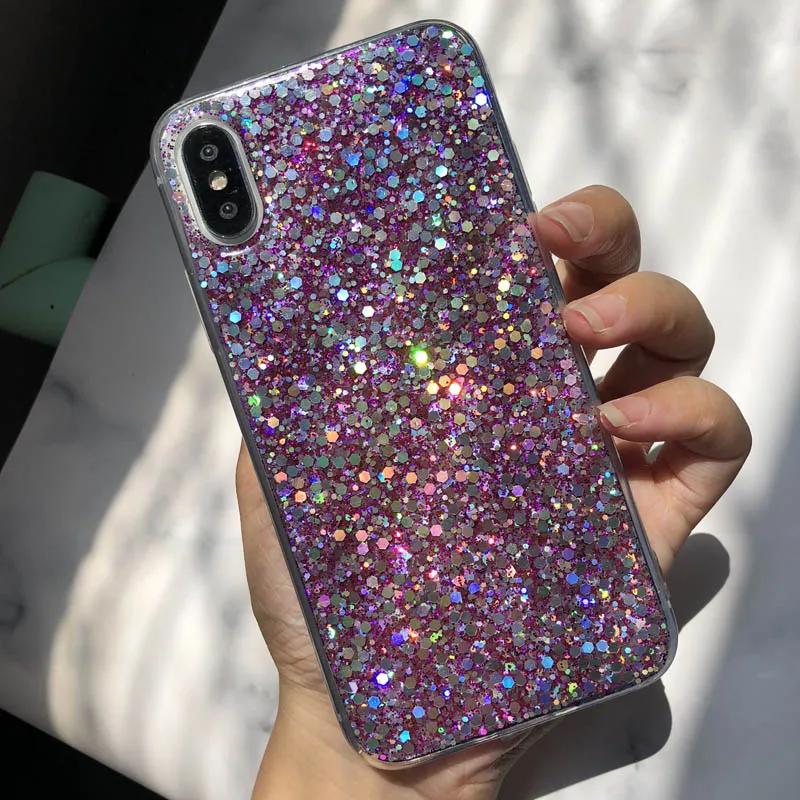 Блестящий чехол для телефона QINUO для huawei P8 P9 P10 P20 P30 P Smart Plus mate 10 20X Lite Pro Blingbling Crystal Cover - Цвет: Purple