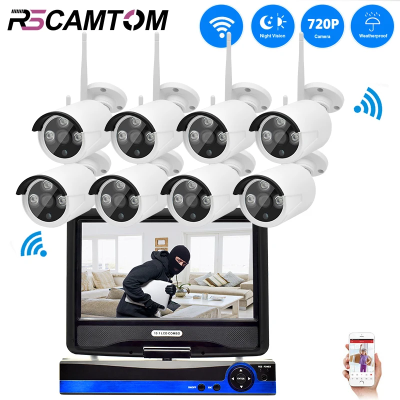 

CCTV System 8CH HD 720P WIFI NVR Kit Wireless Security Camera Outdoor 1.0MP Surveillance Video Monitor IP Cameras LCD Screen NVR