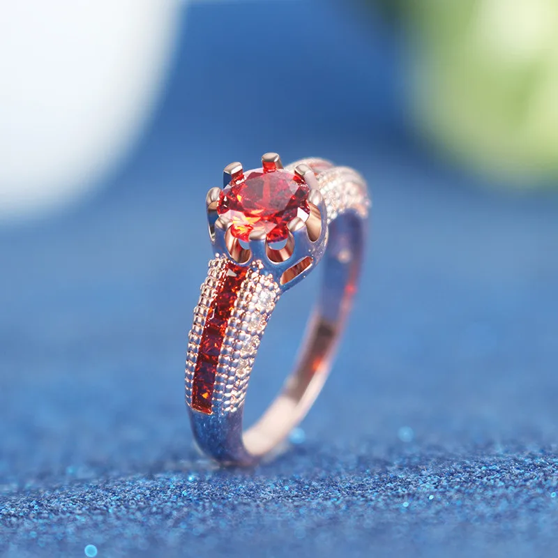 DODO Круглый 6 мм красивый красный камень розовое золото цвет модные кольца для женщин AAA кубический циркон инкрустация Anillos ювелирные изделия Bague DM093