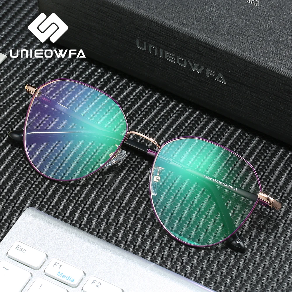 UNIEOWFA Ретро круглая Прозрачная Оптическая оправа для очков Женская по рецепту при