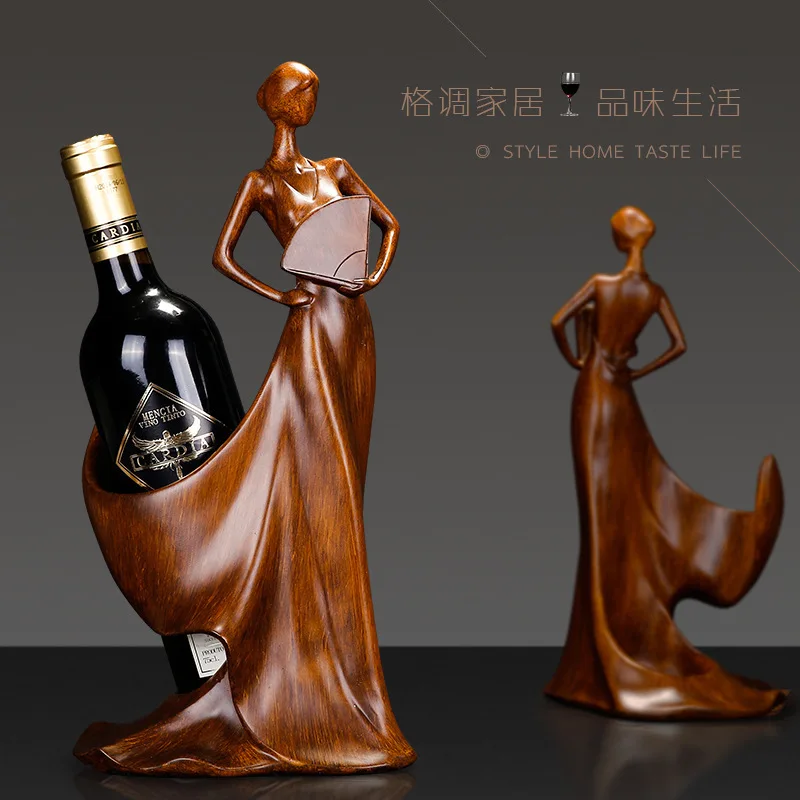 

Decoration Crafts Figurines & Miniatures, Resin crafts, The wine cabinet is decorated with a wine rack