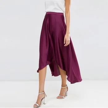 

Grape A-Line Chiffon Women's Skirts High Low Waist Zipper Custom Made Elegant Beautiful Formal Party Prom Skirt New Style