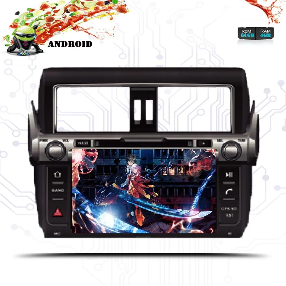 Автомобильный DVD плеер 9 дюймов Android 10.0Car GPS для Toyota Prado 150 2014 2015 2016 2017 с 4 Гб + 64 ГБ