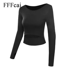 Женские белые укороченные топы для занятий йогой, рубашки для йоги с длинным рукавом, топы для тренировок, фитнеса, бега, спорта, футболки для тренировок, йоги, спортивная одежда