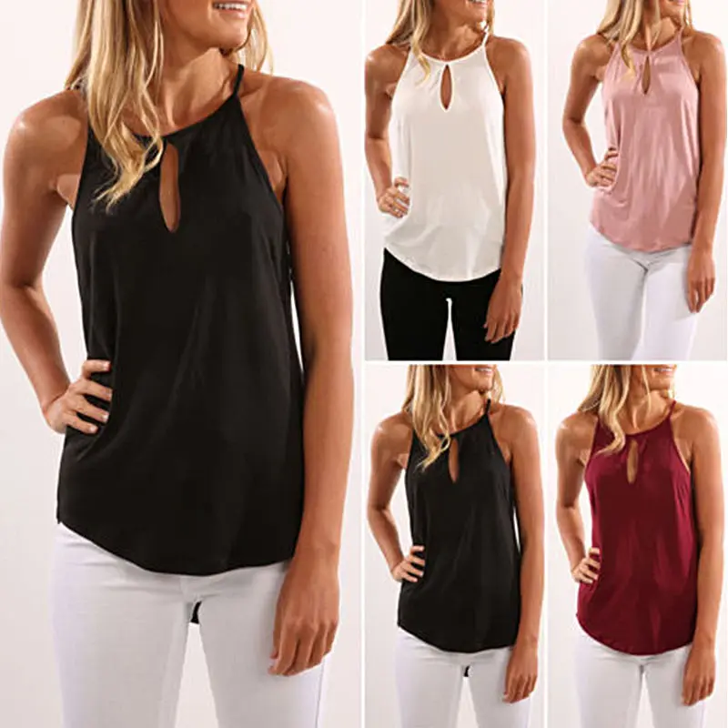 

2018 Hot Sale Tank T Women Top Sleeveless Casual Shirt Color Summer Blouse Vest Pure Classical Style Black Wine Red Color