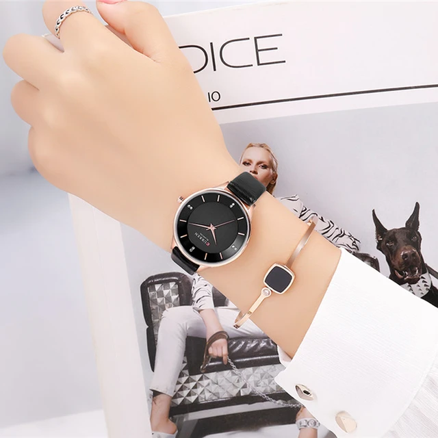 Luxury Brand CURREN Charm Rhinestone Wrist Watches Ladies Dress Analog Quartz Watch Women Leather Female Clock bayan kol saati