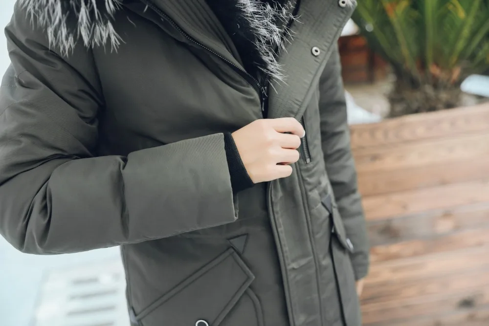 BJCJWF женское роскошное пуховое пальто с воротником из енота, повседневное плотное теплое зимнее пальто с капюшоном, белое пуховое пальто, ветрозащитное, плюс 5XL