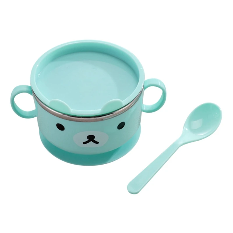 Baby Feeding Suction With Lid Spill Proof Stay Put Anti-scald Stainless Steel Kids Insulation Bowls Spoon Set Baby Feeding Suction With Lid Spill Proof Stay Put Anti-scald Stainless Steel Kids Insulation Bowls Spoon Set