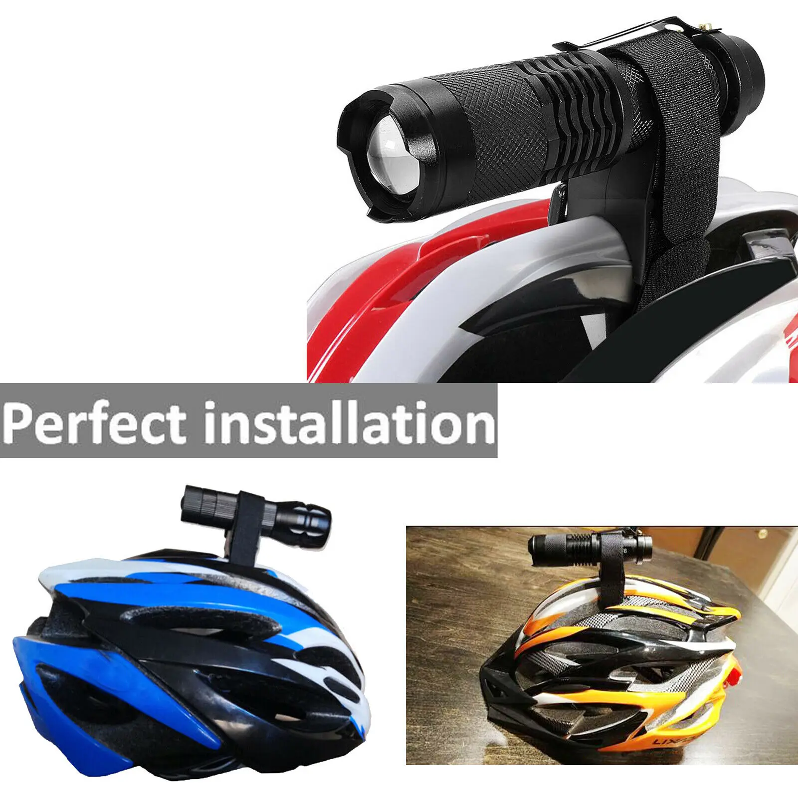 4X Universal Flex Mount Bike Bicycle Flashlight Helmet Lockblocks Holder Rack 