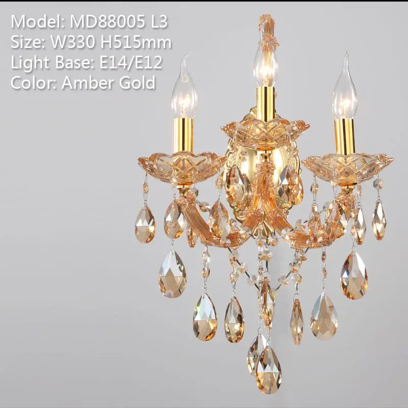 Мария Тереза хрустальные настенные бра светильник с 3 янтарные лампы цвет - Цвет абажура: Amber Gold