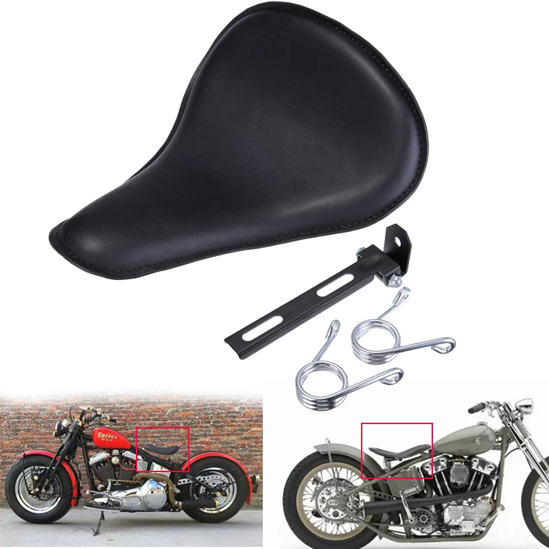 

Universal 13" Motorcycle Rear Driver Spring Solo Seat w/ Mounting Bracket Kit For Harley Chopper Bobber Sportster Honda Kawasaki
