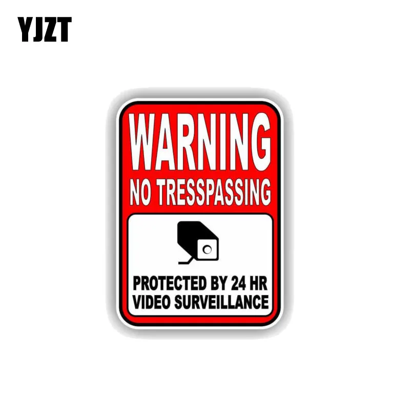 YJZT 12.8CM*17.8CM Warning NO TRESSPASSING Surveillance Car Sticker PVC Decal 12-0395 | Автомобили и мотоциклы