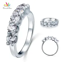 Pavo real Estrella de 1.25 Quilates Cinco Piedra Creado Diamante Sólido 925 Plata Esterlina Anillo de La Joyería Nupcial CFR8039