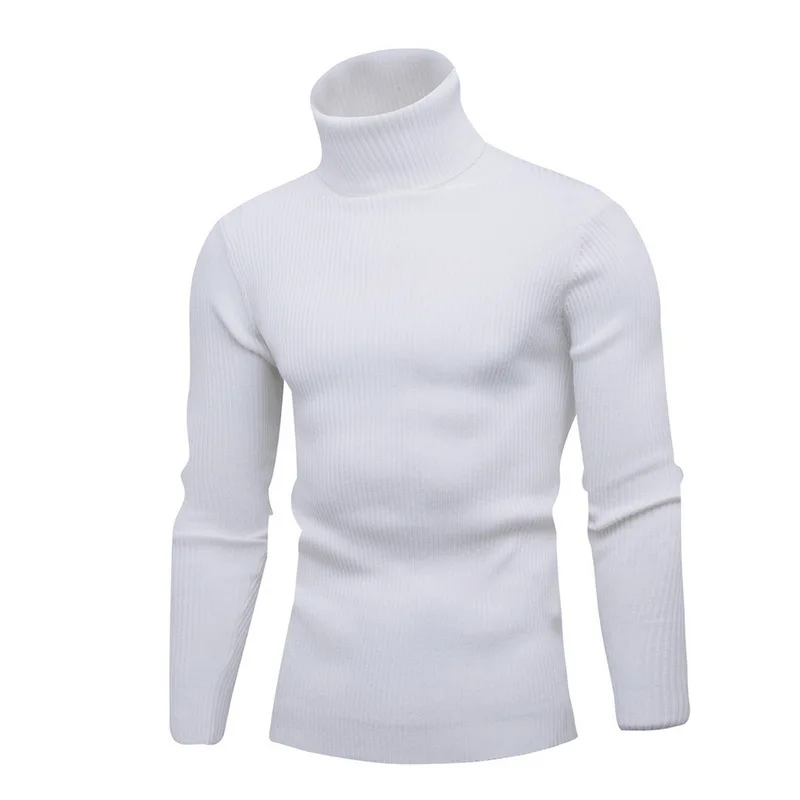 SHUJIN 2019 осенне-зимний мужской однотонный пуловер, верхняя одежда, удобный высокий воротник, приталенный вязаный свитер джемпер для мужчин