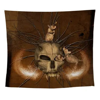 

Awesome Skull With Rat On Vintage Background Wall Wall Tapestry For Wall Decoration Fashion