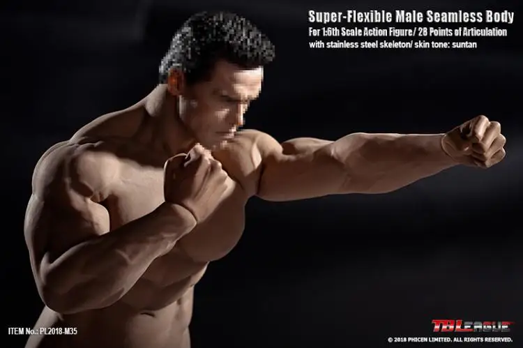 Супер-Гибкое мужское бесшовное тело для 1: 6-й масштабной фигуры/28 точек артикуляции кожи загара