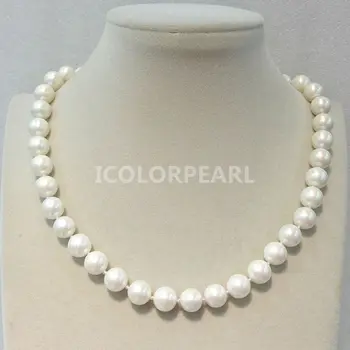 

WEICOLOR 10mm Round White Freshwater Mother Pearl Necklace. Different clasp can be available.