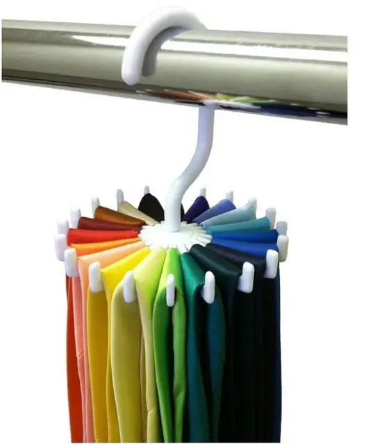 1pc White Rotating Tie Rack Organizer Hanger Closet 1pc White Rotating Tie Rack Organizer Hanger Closet Hanging Storage Scarf Holds 20 Neck Ties Qw672299
