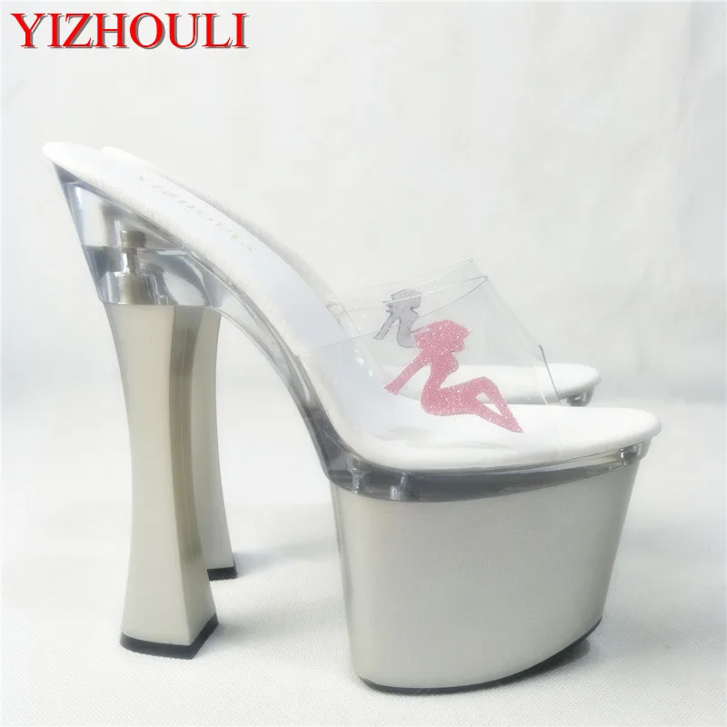 

Wholesale Sexy Shining 18CM Open Toe Sandals Super Thick High Heel Platforms Sexy Pole Fetish Slippers