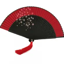 Японский стиль, для женщин и мужчин, для любителей рук, красные кисточки, винтажный реквизит для сцены, принт, веер с цветочным узором, для танцев, для сцены, 3 стиля, s