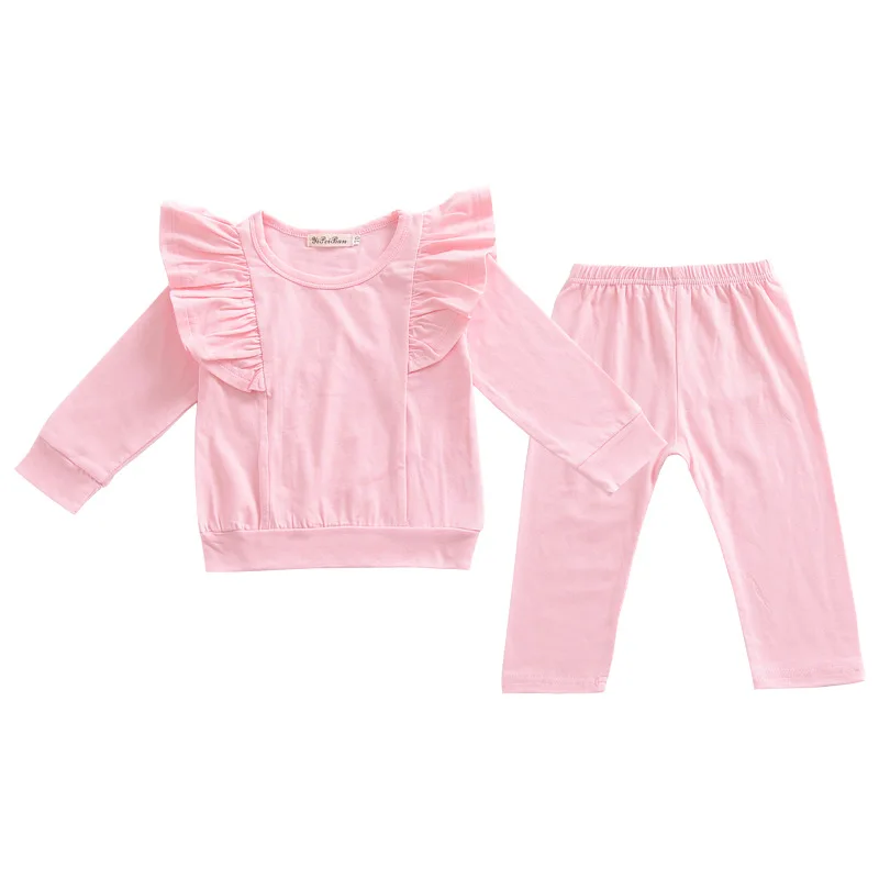 Ins Design Little Girls Boutique Clothing Plain Color Autumn Winter