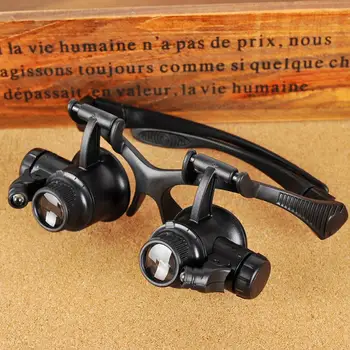 

New Design Binocular Glasses Type 20X Watch Repair Magnifier with LED Light Hunting Optics In Stock Hot