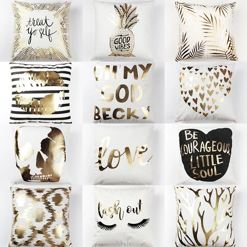 

1pc 45*45cm household Cushion covers Fashionable bronzing and dyeing and pillowcase and pillow cases home decor