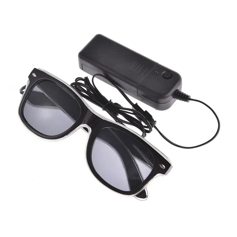 СВЕТОДИОДНЫЙ черный объектив светящиеся очки EL Wire неоновые холодные световые очки для танцевального костюма вечерние очки для диджея - Цвет: Blue