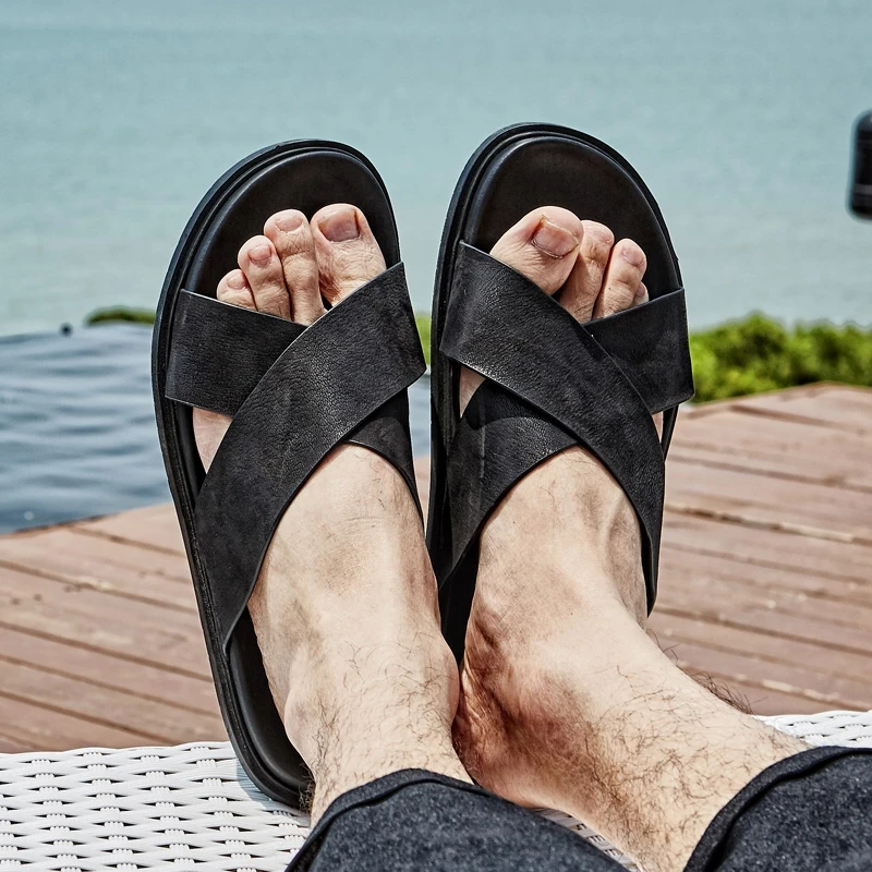 Chinelos Luxo Homens Sapatos De Mycolen Produto Praia Verão Dos Casais Não Anti Preto slip Men's Casa escorregar YW5qwg