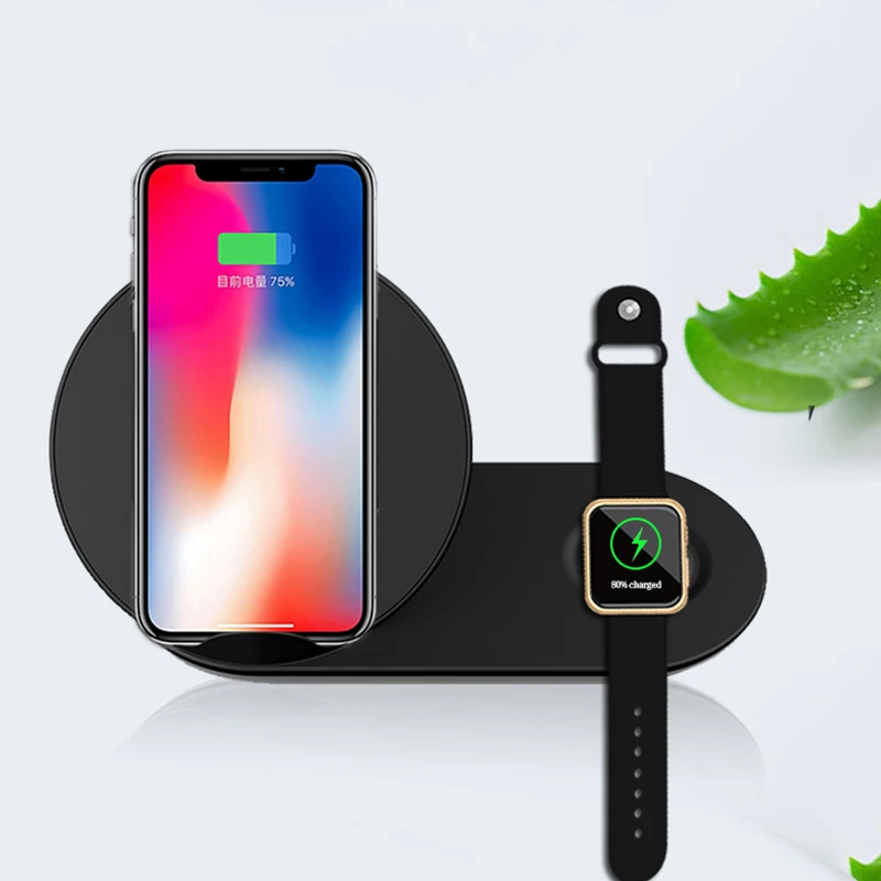 Беспроводное зарядное устройство Qi 10 Вт для iPhone 11X8 Samsung S9 S8 Note 9 watch S2 S3 Apple Watch 1 2 3