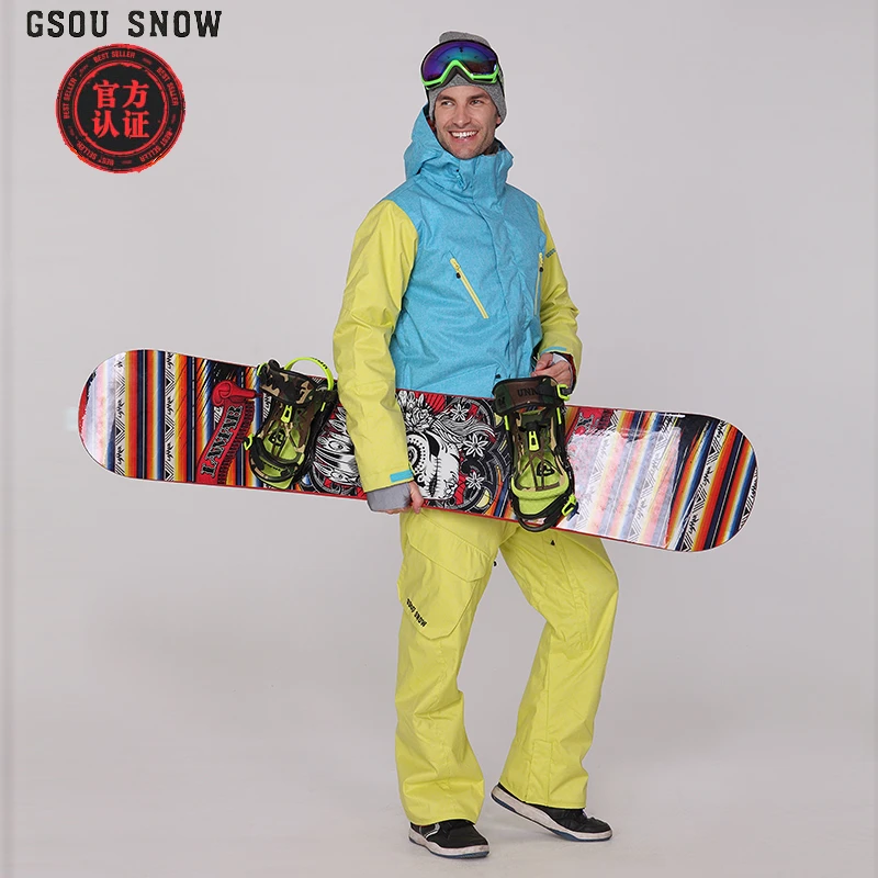 2017 Gsou snow mens ski suit male skiing set skiwear autumn winter