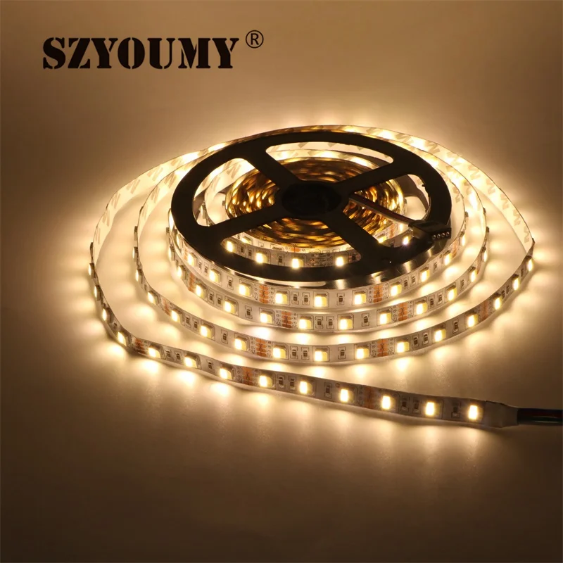 SZYOUMY SMD 5050 12 В двойной белый затемнения гибкий свет 60LED/m IP20 с 200 шт. 24key CCT Цвет температура контроллер