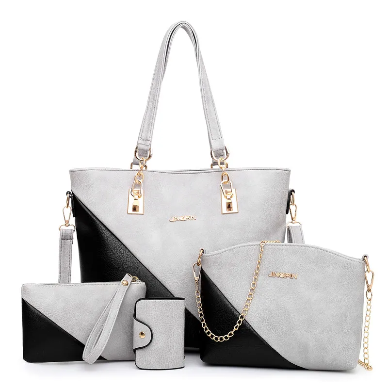 4 шт./партия, Женская Ретро сумка, набор, винтажный стиль, pu кожа, женские композитные сумки, высокое качество, женские сумки, Sac a основной Bolsa Femina - Цвет: gray
