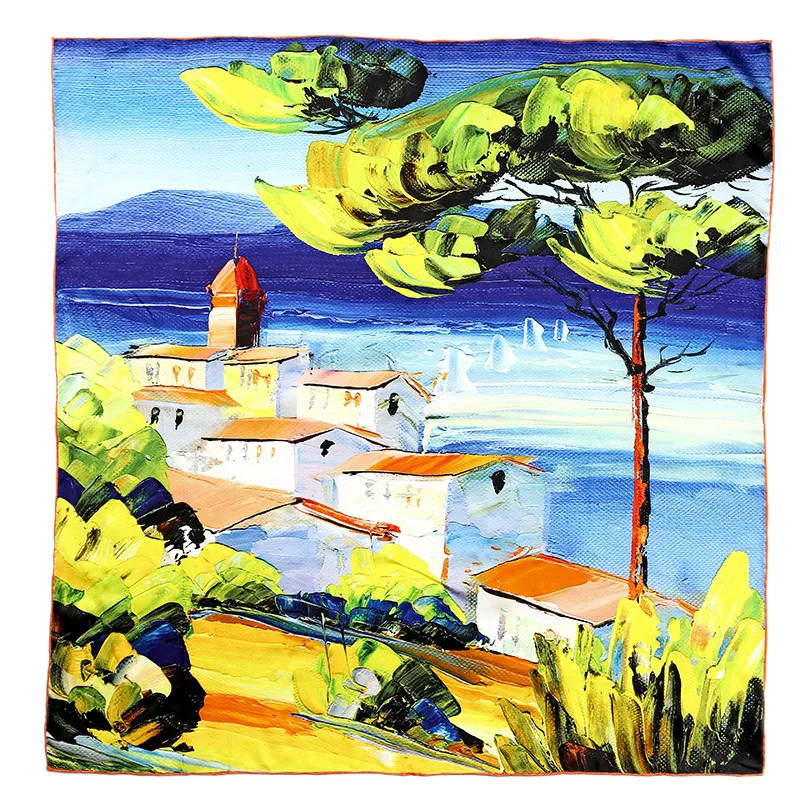 Koop Van Gogh Olieverf 100% Echte Zijde Sjaal 88*88 cm Fashion Vrouwen Sjaal Luxe Merk Designer Grote Vierkante sjaals Vrouwelijke Wraps