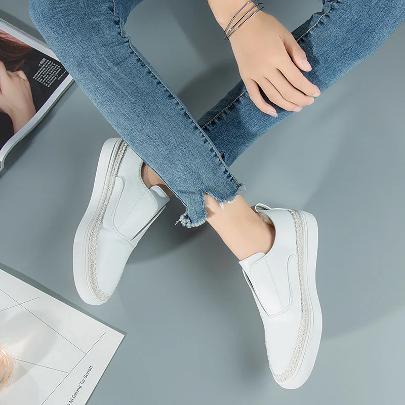 Женские лоферы обувь на плоской подошве платформе кроссовки кожа Повседневное