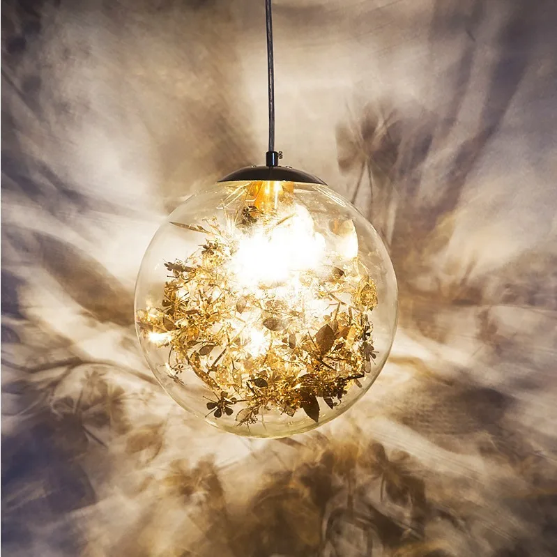 

Nordic Art Glass Ball Suspension Wall Lamp Bedroom Home Modern Light Fixture Creative LED Crystal Hanging Lights Diameter 20cm