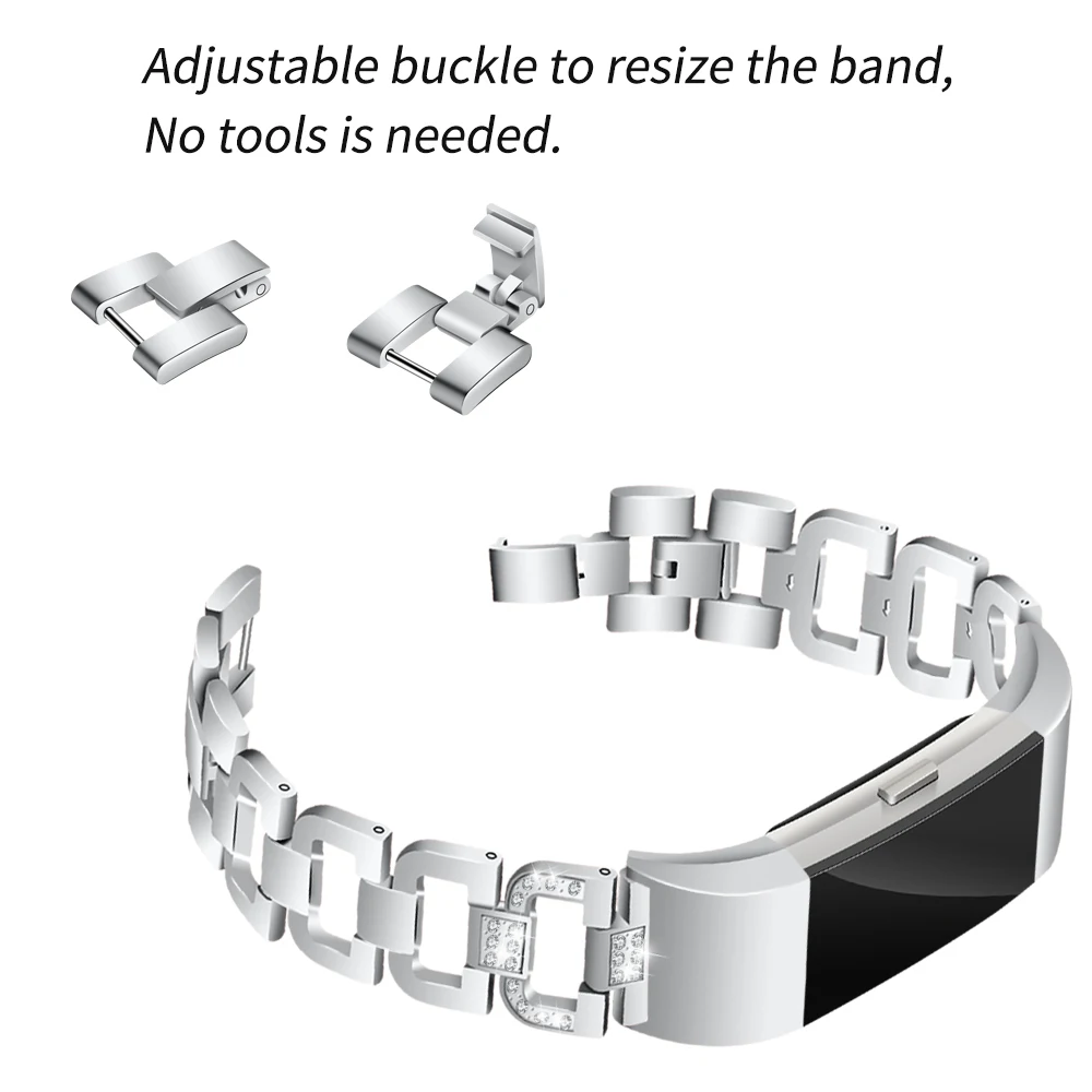 

Luxury Stainless Steel Watchband For Fitbit Charge 2 Watch Band D-Words New Sale Wristwatch Strap Bracelet Replacement Strap