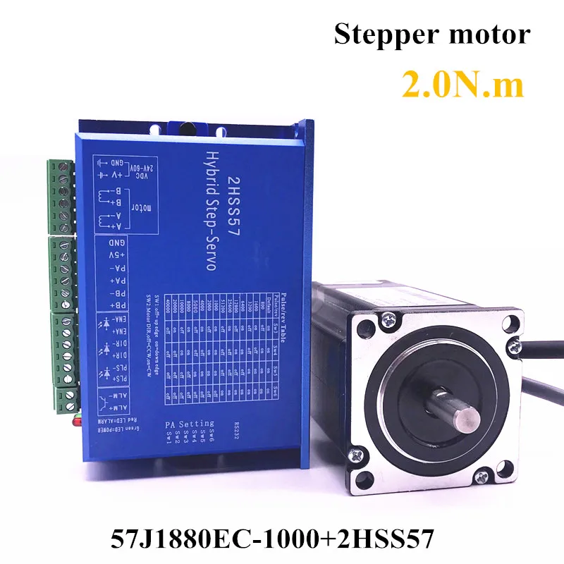 

57J1880EC-1000+2HSS57 57 Closed-loop Nema23 step motor 2.0N.m Nema 23 Hybird closed loop 2-phase stepper motor driver