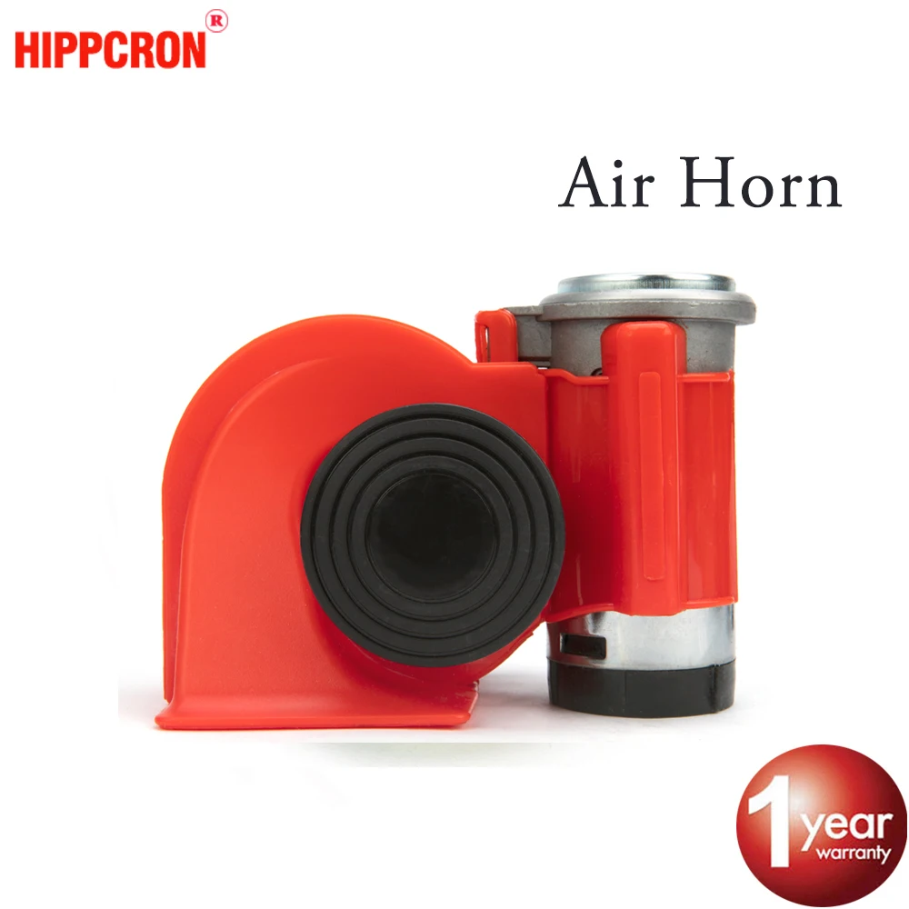 

Hippcron Car Air Horn 12V Red Chrome Compact Dual Tone Electric Pump Loud Siren Vehicle for Car Motorcycle Truck Bicycle
