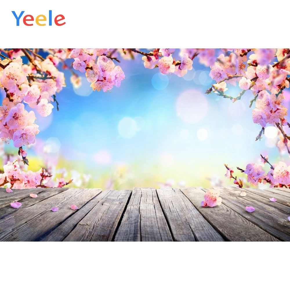 

Yeele Pink Flowers Wooden Board Spot Children Photography Backdrops Wedding Love Photographic Backgrounds For Photo Studio
