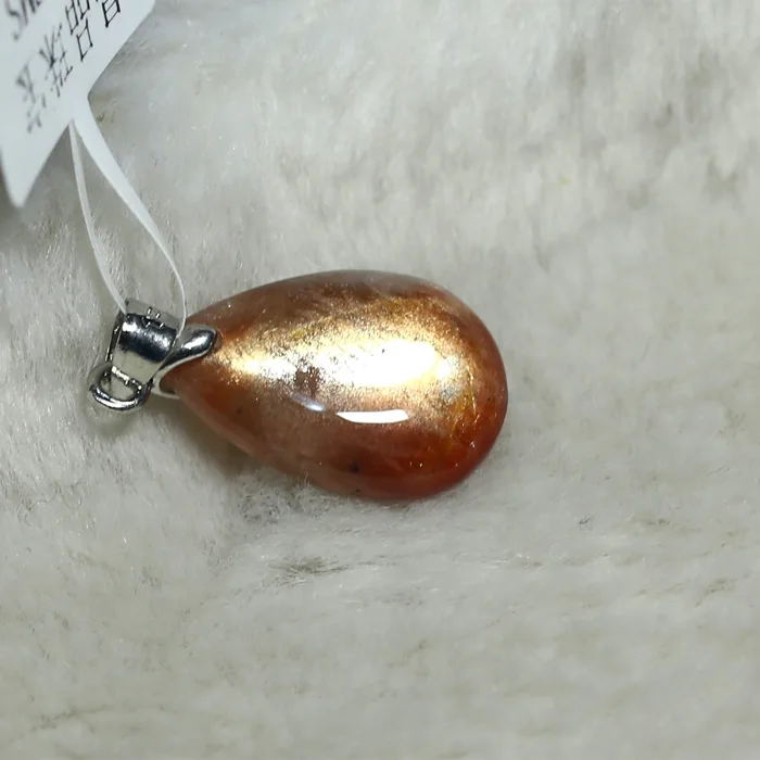 

High Quality Flash Good Light Natural Genuine Orange Gold Sunstone Pendant 00427