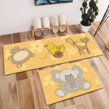 

Kids Cartoon Animals Elephant Rug And Carpet For Baby Home Living Room Crystal Velvet Cushion Bedroom kitchen Floor Door Mats