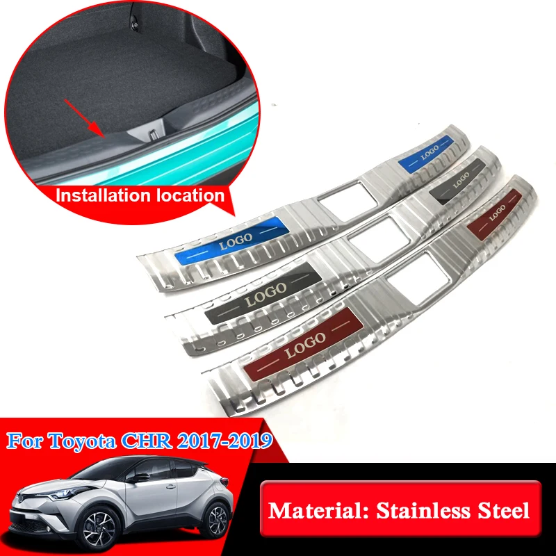 

Sequins For Toyota CHR 2017-2019 Car Styling Stainless Steel Rear Trunk Pad Fender Car External Accessory Rear Bumper Foot Plate