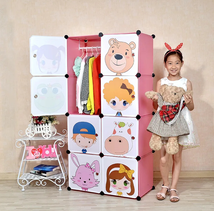 16 Cubes Simple Cartoon Children Hanging Wardrobe Closet Kids